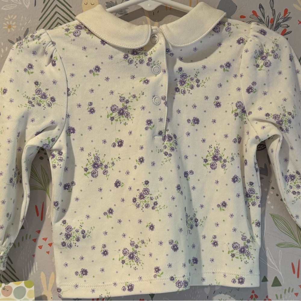 90s Little Me Lavender Peter Pan Collar Embroidered  Jumper Floral Blouse NWT - Picture 6 of 13